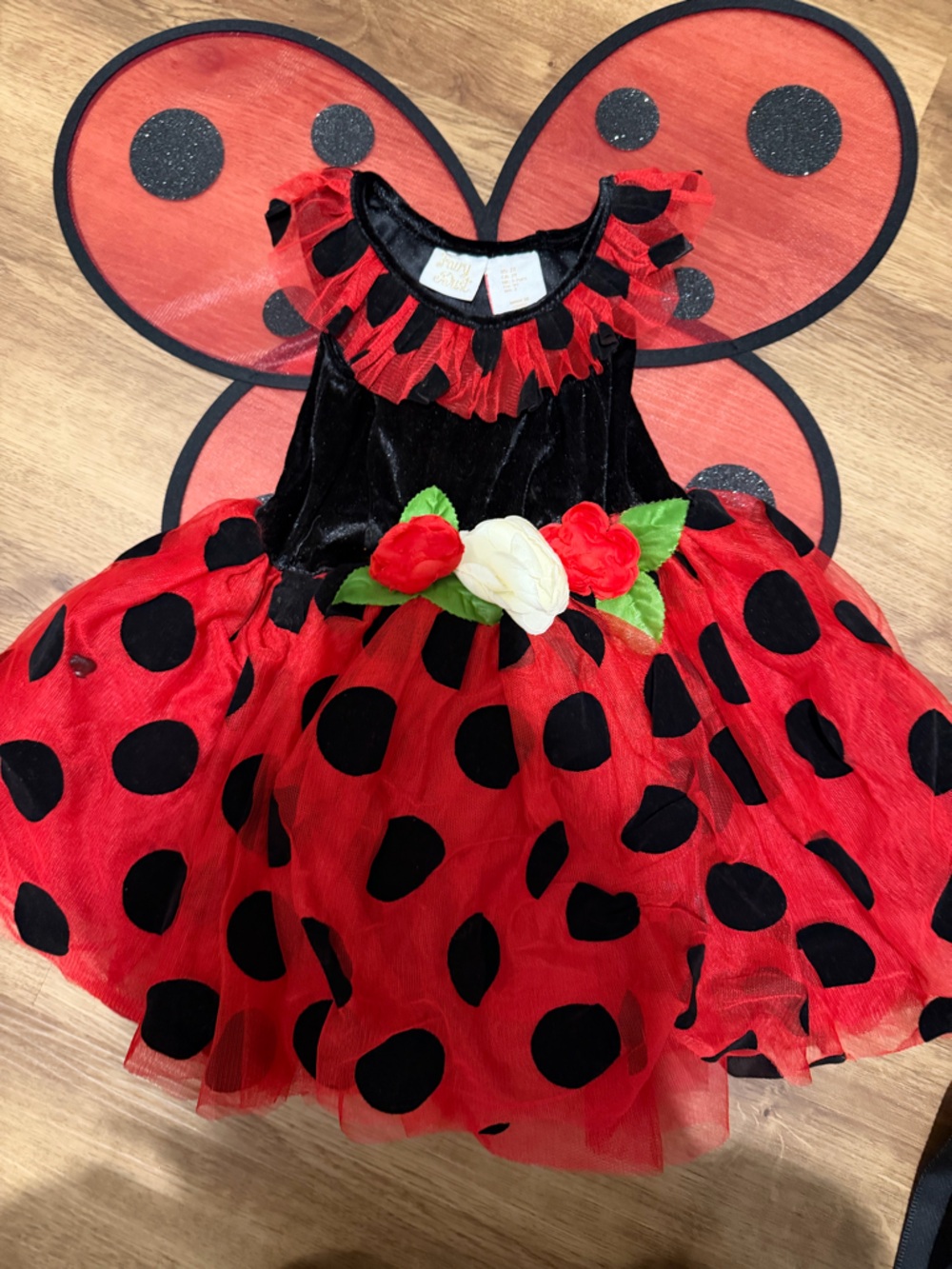 Girls Red and Black Ladybug Tutu Dress with Flower Belt